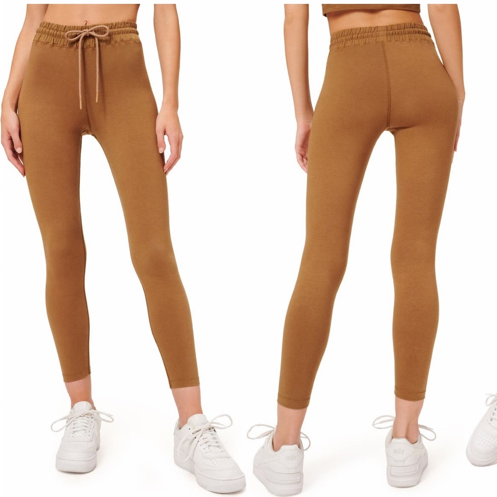 Good American Women’s Tan Brown Tie Waist Leggings Size 1/S
